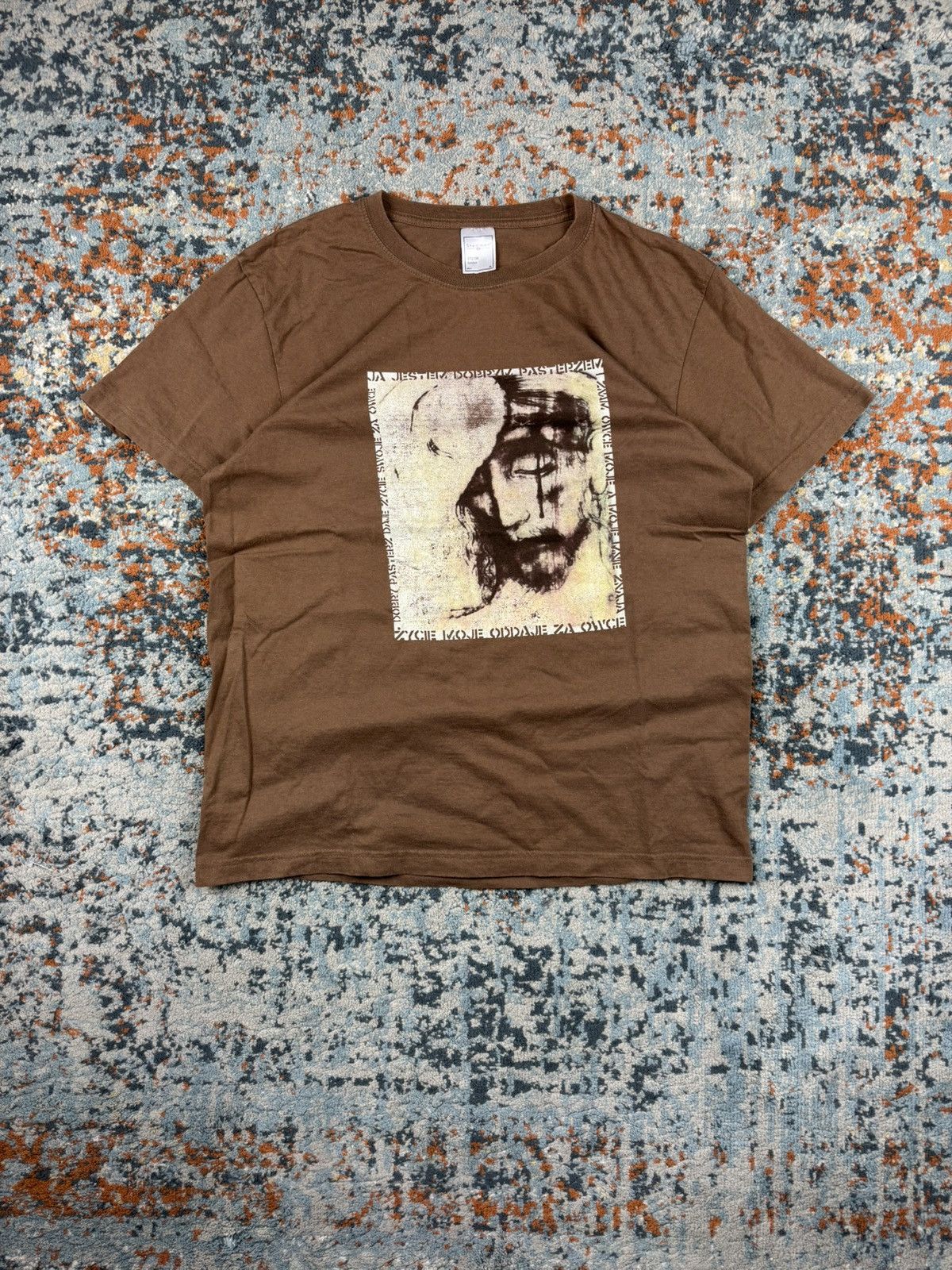 Band Tees × Vintage Vintage 00s Jesus shepherd lord graphic tee earth tones Size US M / EU 48-50 / 2 - 1 Thumbnail