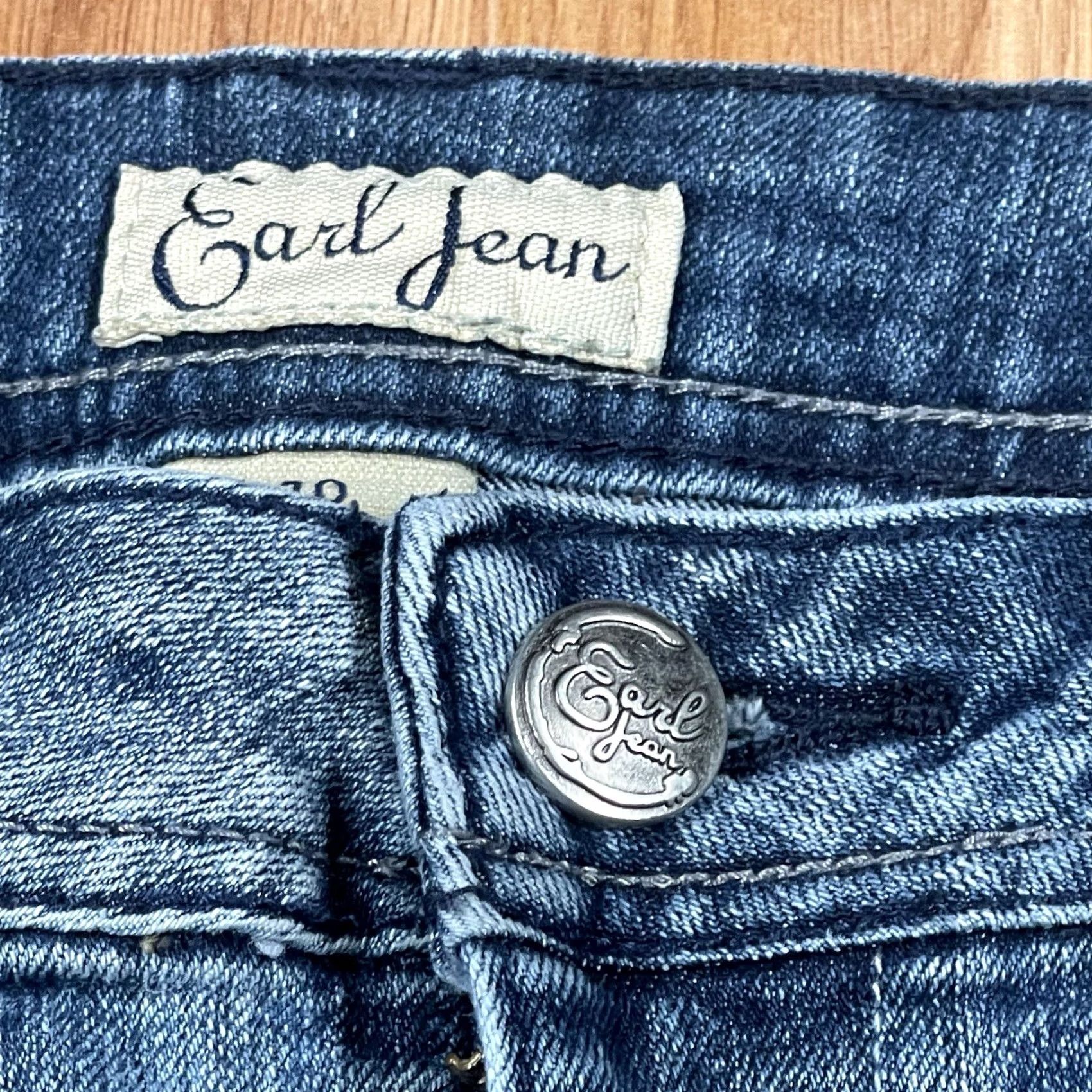 Vintage Earl Jean Jeans Womens 10 Blue Straight Leg Flat Front Stretch Denim Size Size 32" / US 10 / IT 46 - 3 Thumbnail