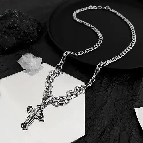Jewelry × Other Titanium Steel Cross Pendant Necklace for Men Women Size ONE SIZE - 3 Thumbnail