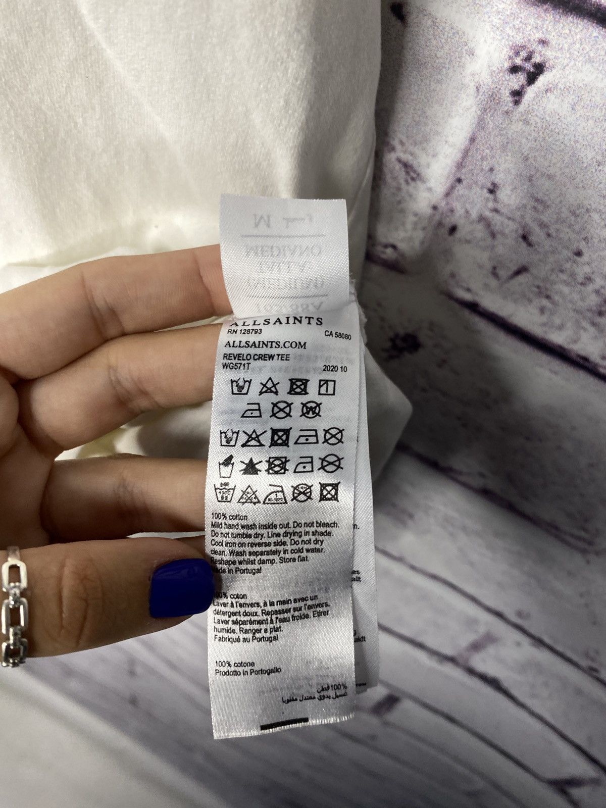Allsaints Mens Vintage Allsaints Japanese Double Logo White T- Shirt Size US M / EU 48-50 / 2 - 8 Thumbnail