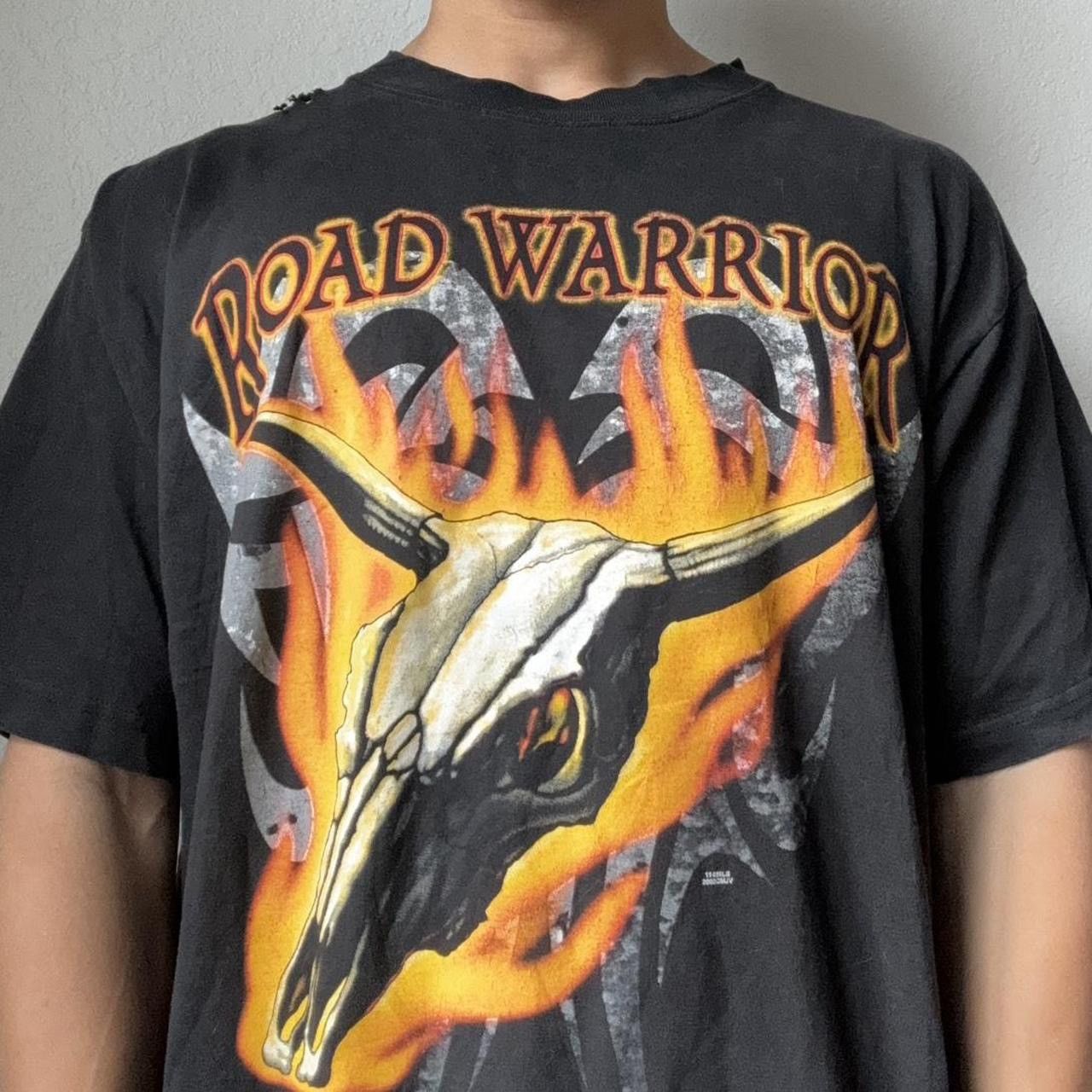 Vintage Vintage Road Warrior 1990s Graphics Black Tee Shirt Size US XL / EU 56 / 4 - 1 Thumbnail