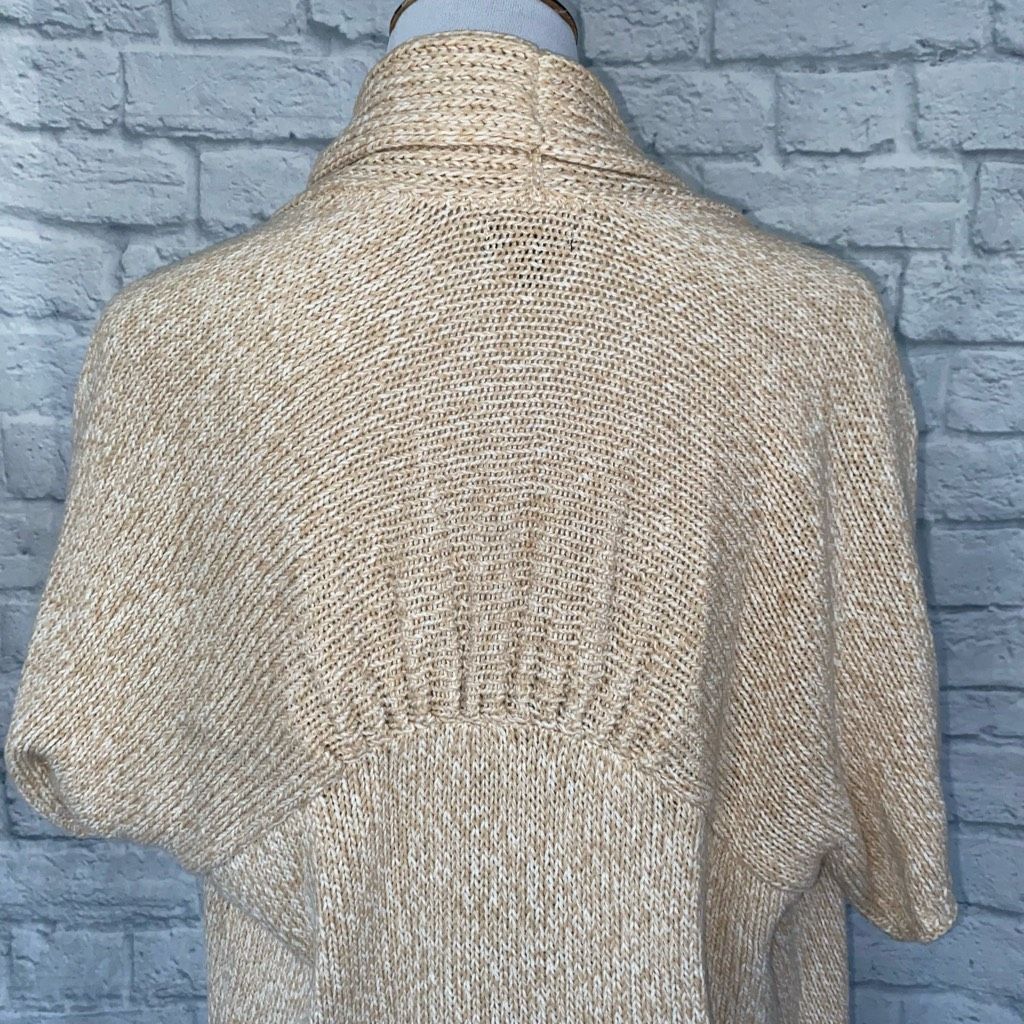 Express Express women L open front short sleeve knit cardigan beige Size L / US 10 / IT 46 - 9 Thumbnail