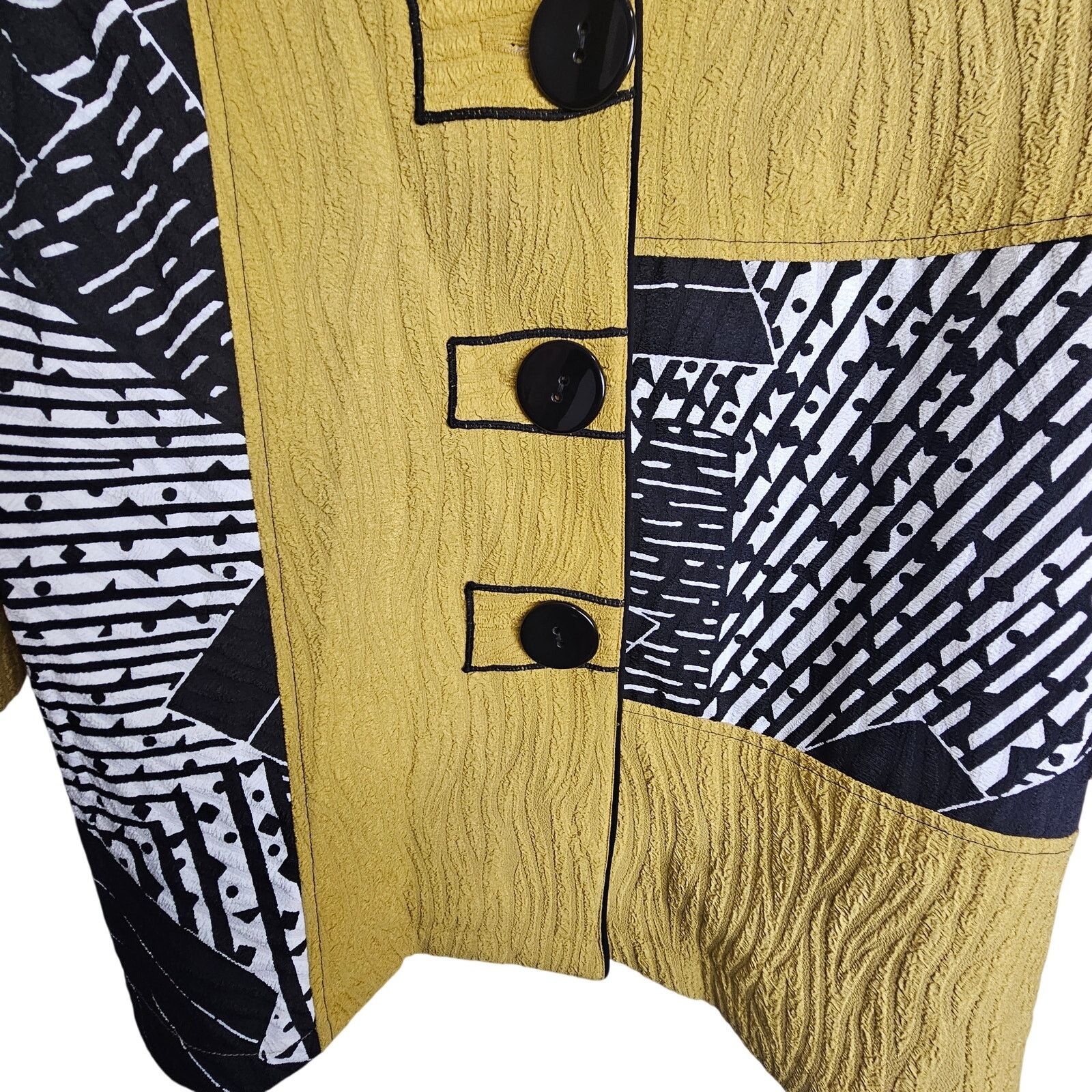 Miles New York Ali Miles Womens Artsy Mixed Media Stretch Button Blouse M Size M / US 6-8 / IT 42-44 - 3 Thumbnail
