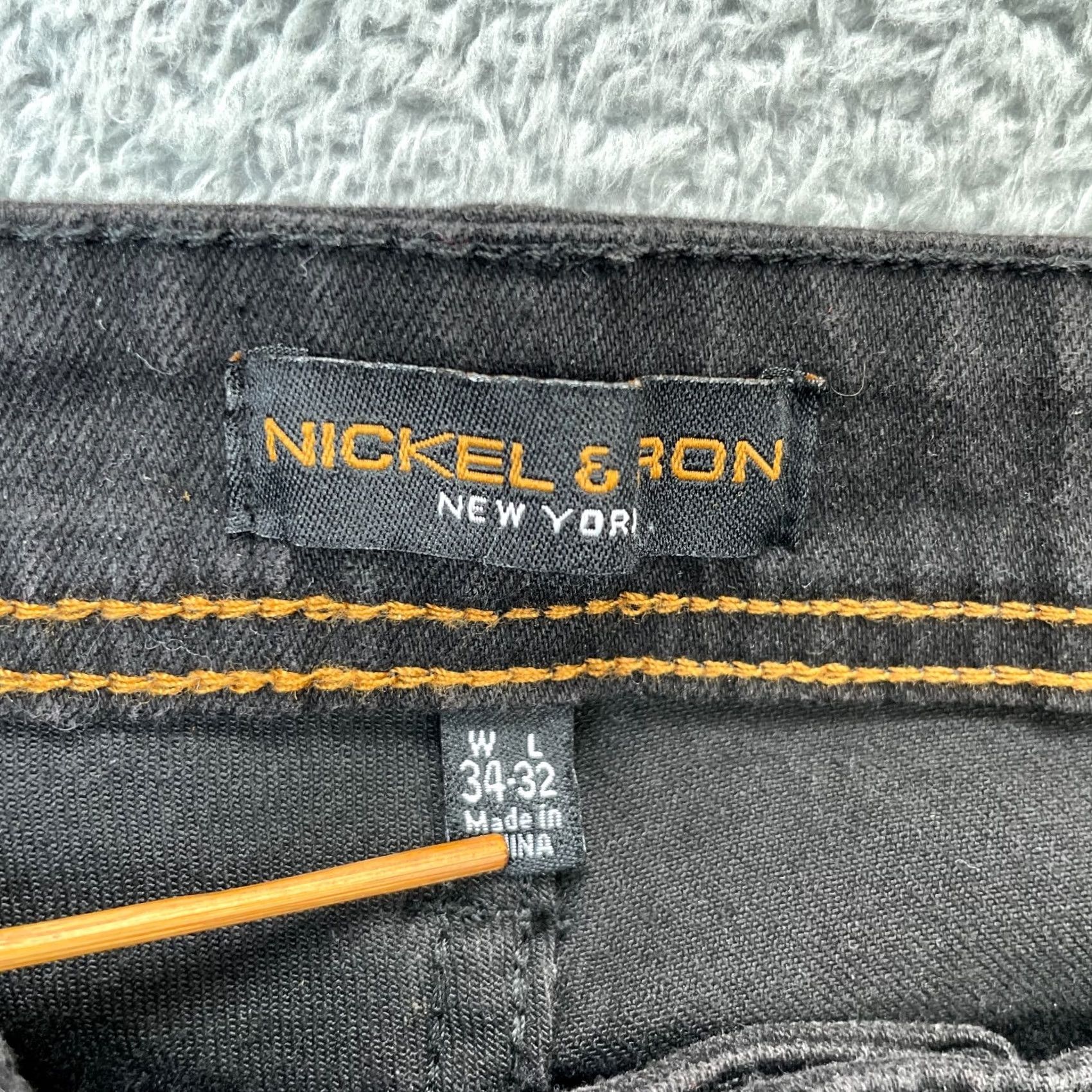 Denime Nickel & Iron Jeans Mens 34x32 Black Straight Denim Logo Cotton Stretch Jeans Size US 34 / EU 50 - 3 Thumbnail
