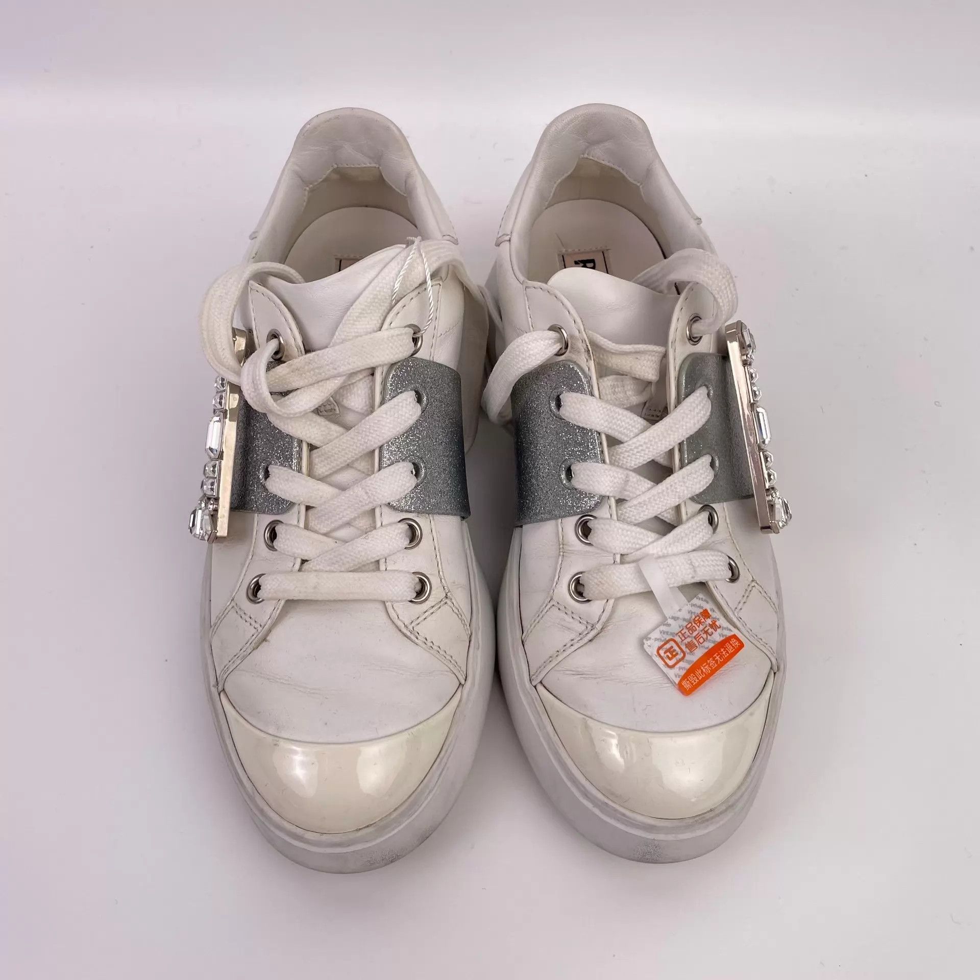 Roger Vivier RV Roger White Shoes Size US 4 / IT 34 - 1 Thumbnail