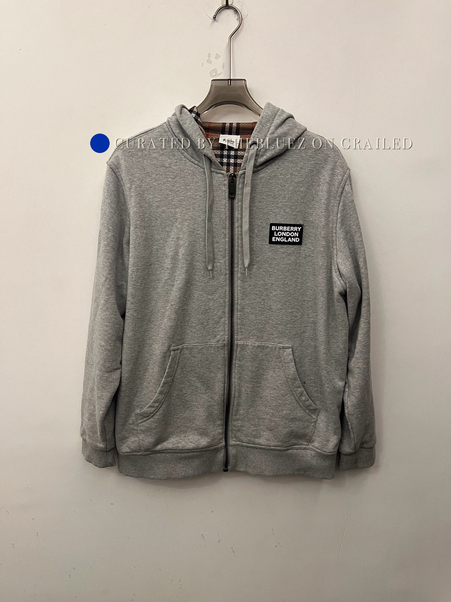 Burberry × Luxury Burberry Grey Nova Check Classic Logo Zip Up