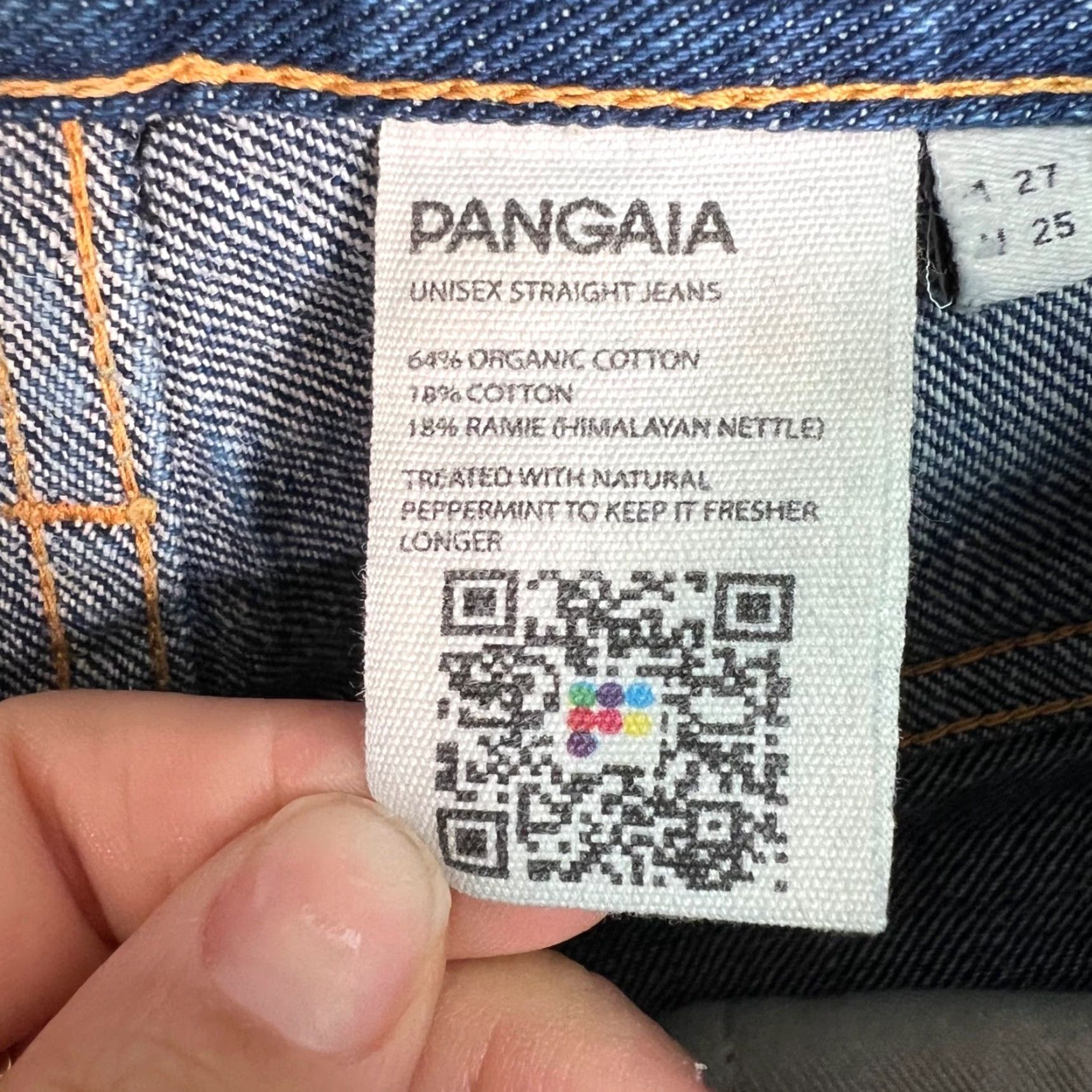 Pangaia Pangaia Womens Jeans 25 Straight Denim Organic Cotton Nettle Blue 5-Pocket Inseam 30 Adult Womens Womens Jeans Shape: Straight Size 42" / US 20 - 3 Thumbnail