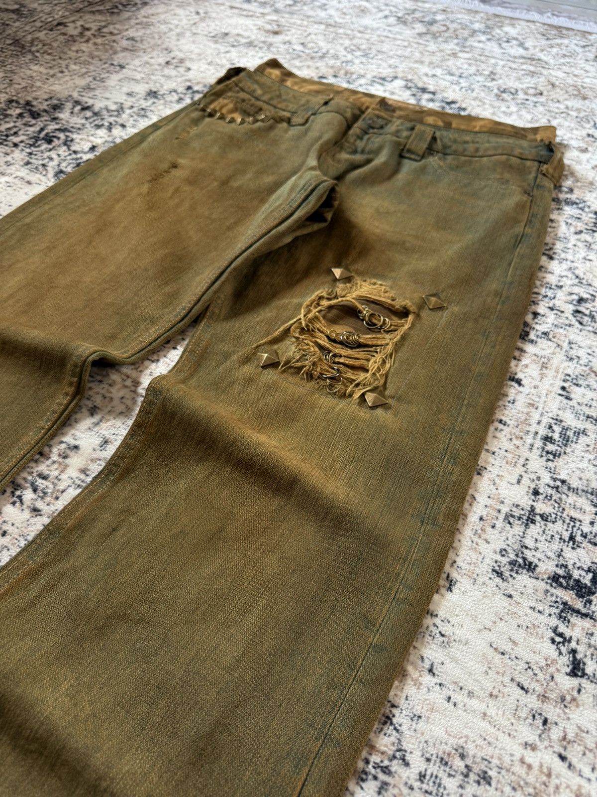 If Six Was Nine Daily Topics Mud Wash Double Waist Pierced Studded Jeans Size US 30 / EU 46 - 15 Thumbnail