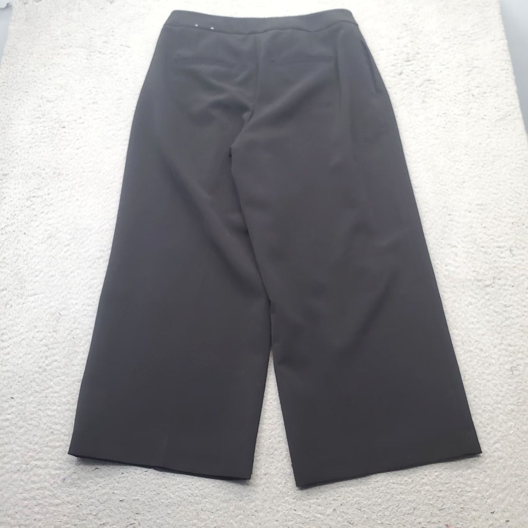 Vintage WIDE LEG Womens Size 10 Black Cropped Pants Pleated Tie Waist Classic Fit Accessories: Pockets, Stretch Size 32" / US 10 / IT 46 - 2 Thumbnail