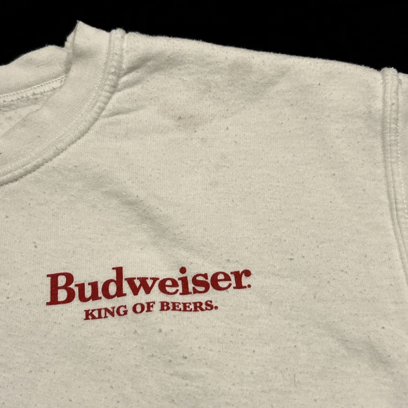 Budweiser Budweiser Sweatshirt | White Cotton Pullover Long Sleeve | Graphic Print Logo | Size S | Men Size US S / EU 44-46 / 1 - 2 Thumbnail