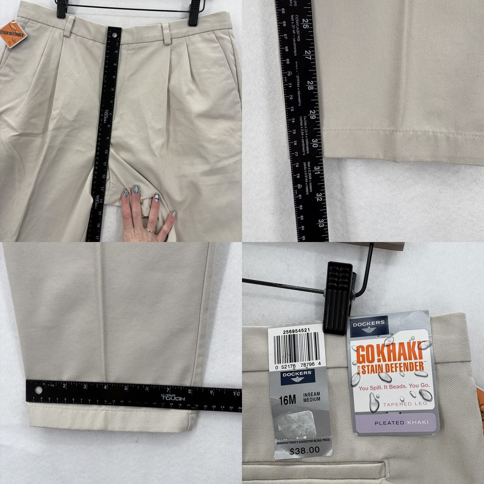 Dockers Dockers Go Khaki Stain Defender Pants Womens 16 Beige Pleated Tapered Twill Work Pants Size 38" / US 16 / IT 52 - 8 Thumbnail