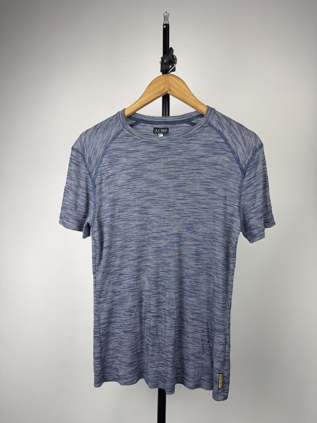 Armani 00s Armani Jeans Italy Blue Melange Stretch T-Shirt Slim Fit Size US M / EU 48-50 / 2 - 1 Thumbnail