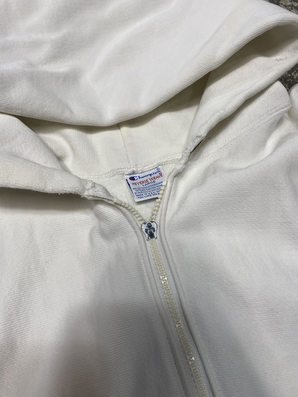 Champion × Vintage Vintage Champion Reverse Weave White Zip Up Hoodie 90s USA Size US L / EU 52-54 / 3 - 11 Thumbnail