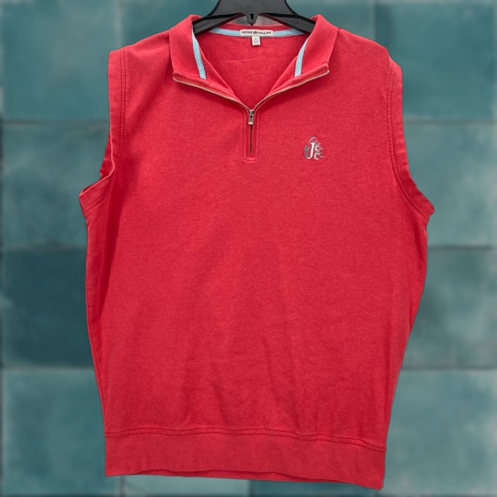 Peter Millar Peter Millar Golf Vest Polo Shirt Mens Large Red Quarter Zip Preppy JCC Club Size US L / EU 52-54 / 3 - 1 Thumbnail