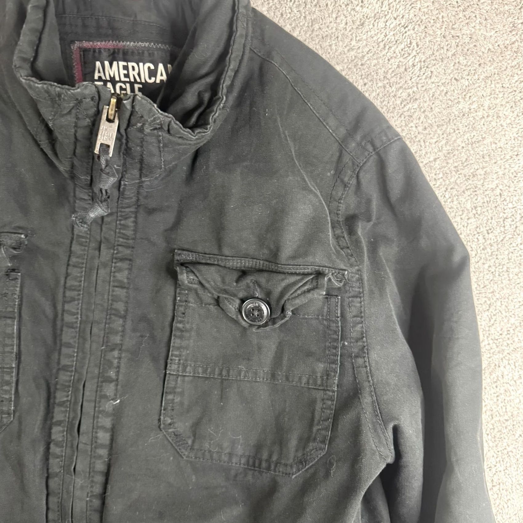 American Eagle Outfitters American Eagle Outfitters Jacket Mens 2XL Black Canvas Military Full Zip Lined Size US XXL / EU 58 / 5 - 5 Thumbnail
