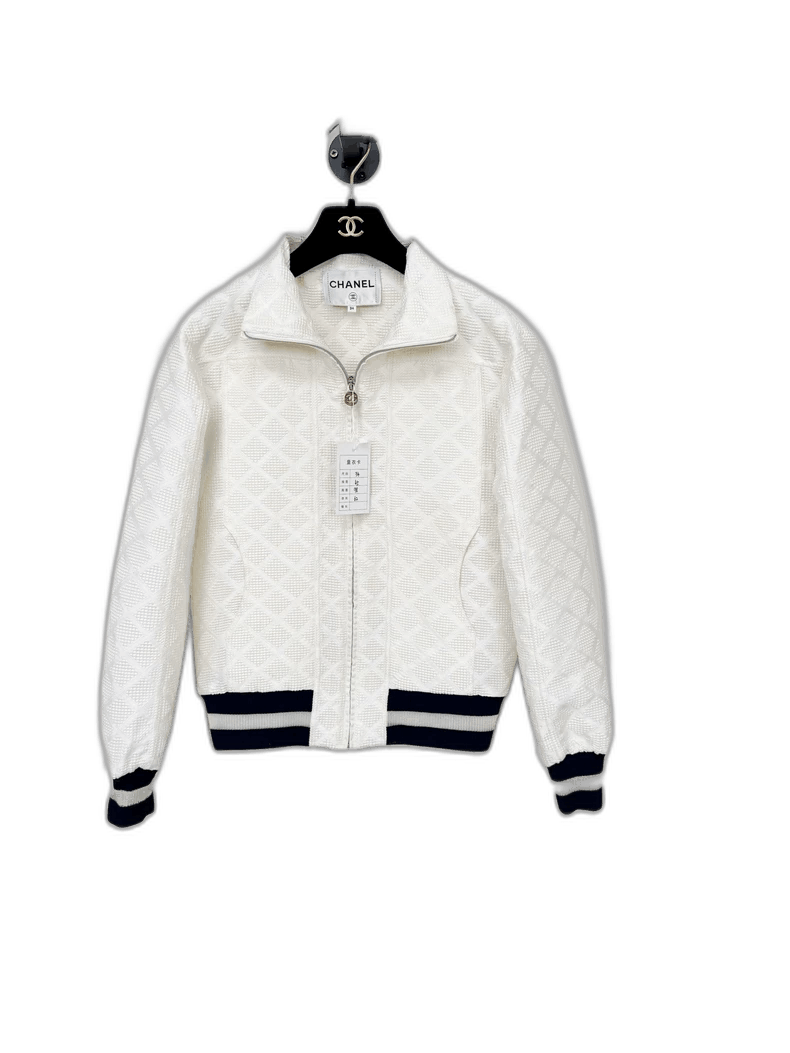 Chanel Chanel White Jacket with Navy Stripes -2505 Size XS / US 0-2 / IT 36-38 - 1 Thumbnail
