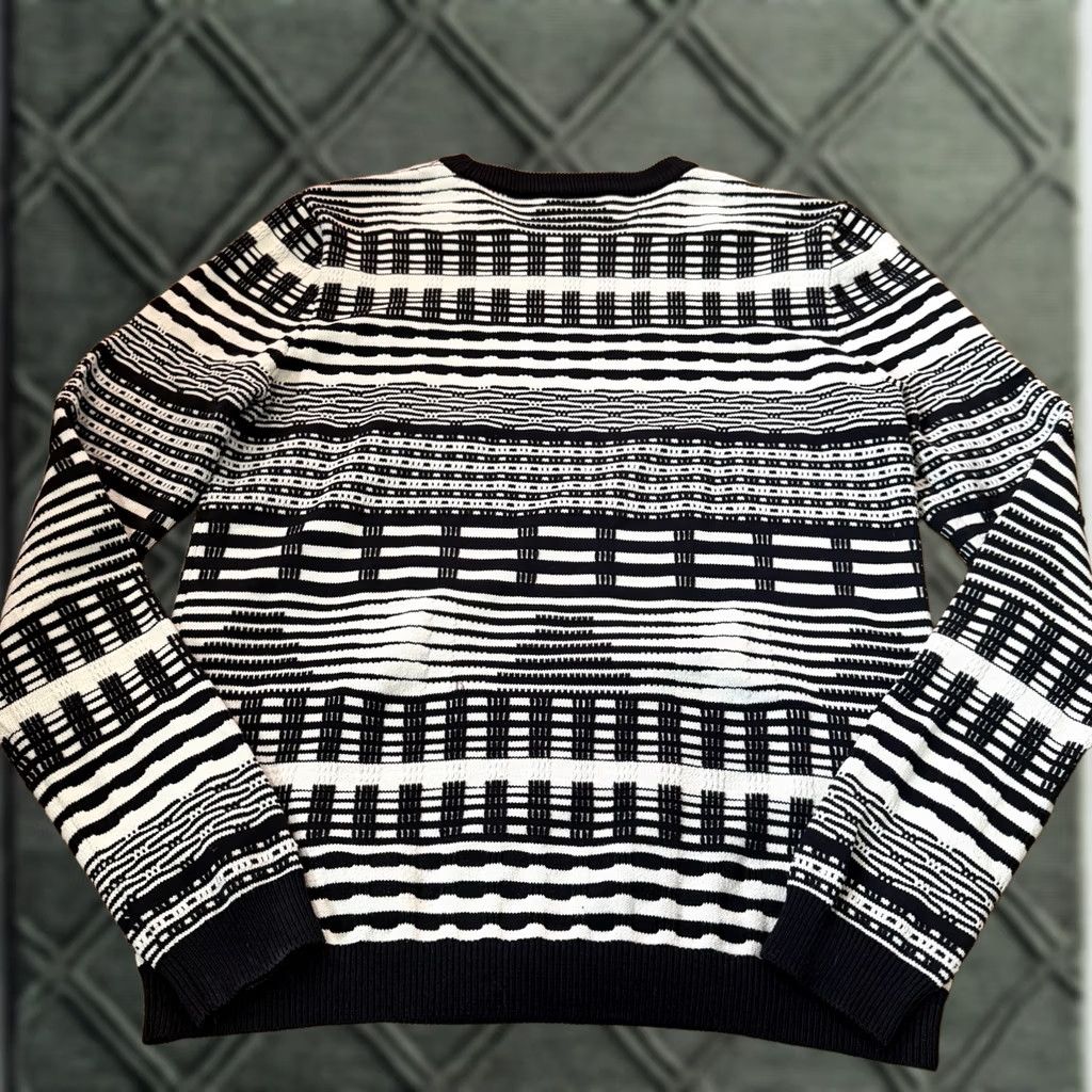 Opening Ceremony OPENING CEREMONY Men's White Striped Knit Sweater Size S Pullover Distressed Black Knit Open Pattern Sweater Mens Size US S / EU 44-46 / 1 - 1 Thumbnail