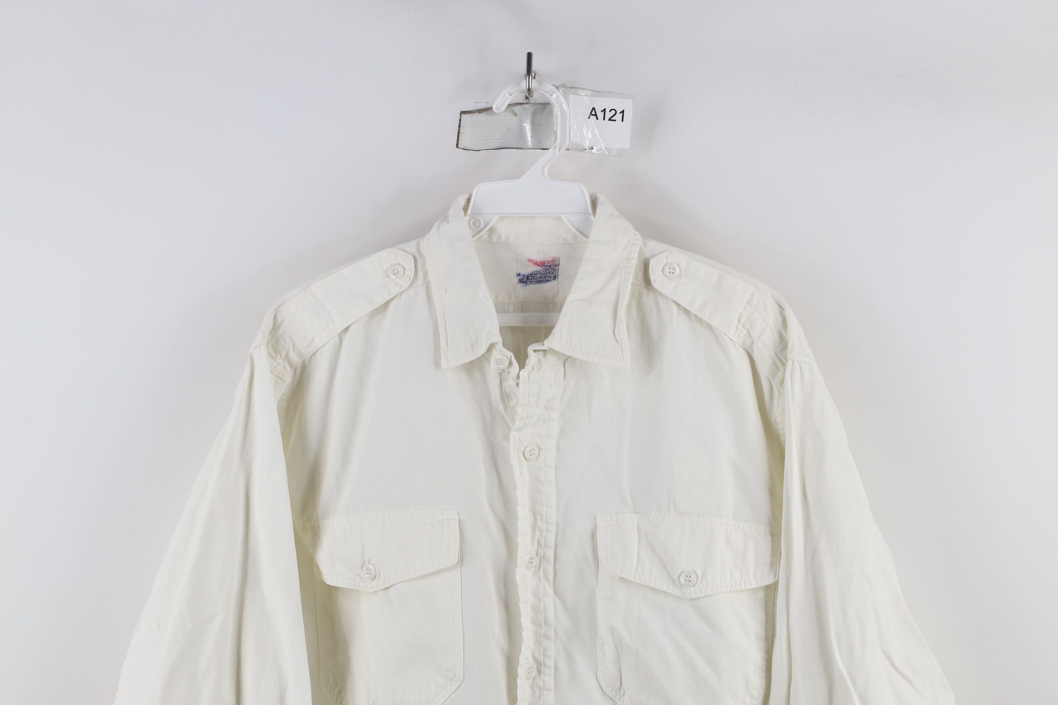 Vintage Vintage 50s 60s Military Uniform Collared Button Shirt White Size US XL / EU 56 / 4 - 2 Thumbnail