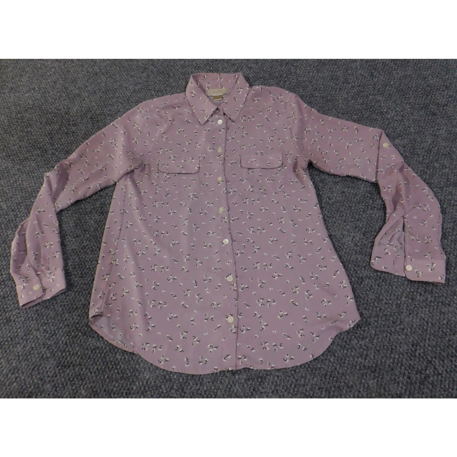 Loft LOFT Blouse Womens XS purple Floral Long Sleeve button up lightweight top Size XS / US 0-2 / IT 36-38 - 4 Thumbnail