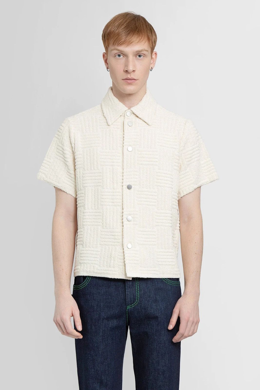 Bottega Veneta Bottega Veneta Cream Intreccio Terry Shirt Size US S / EU 44-46 / 1 - 1 Thumbnail