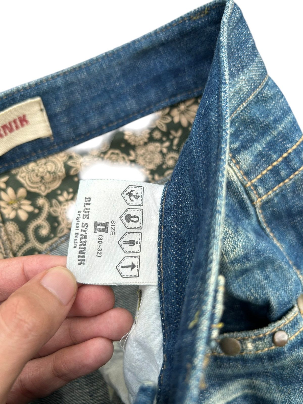 Kapital Vintage Blue Starnik Punk Bondage Faded Denim Jeans Size US 32 / EU 48 - 7 Thumbnail