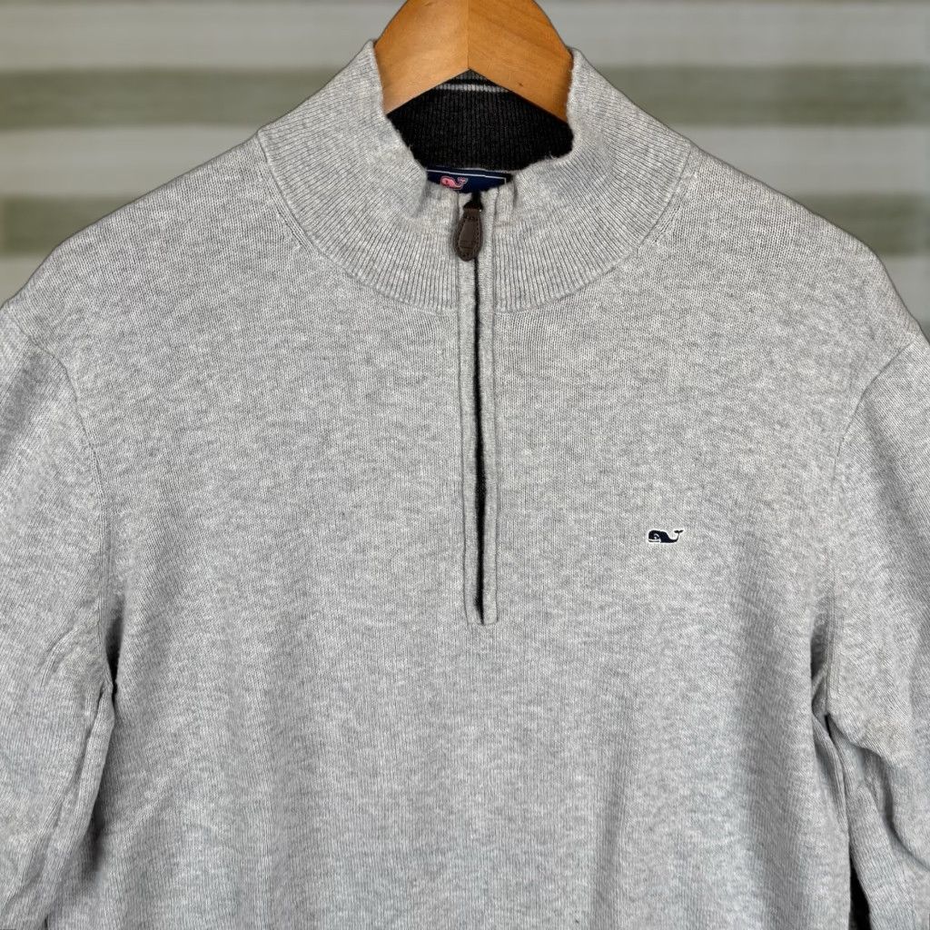 Vineyard Vines Vineyard Vines Sweater Mens M Gray 1/4 Zip Cashmere Blend Preppy Casual Pullover Mock Neck Long Sleeve Size US M / EU 48-50 / 2 - 1 Thumbnail