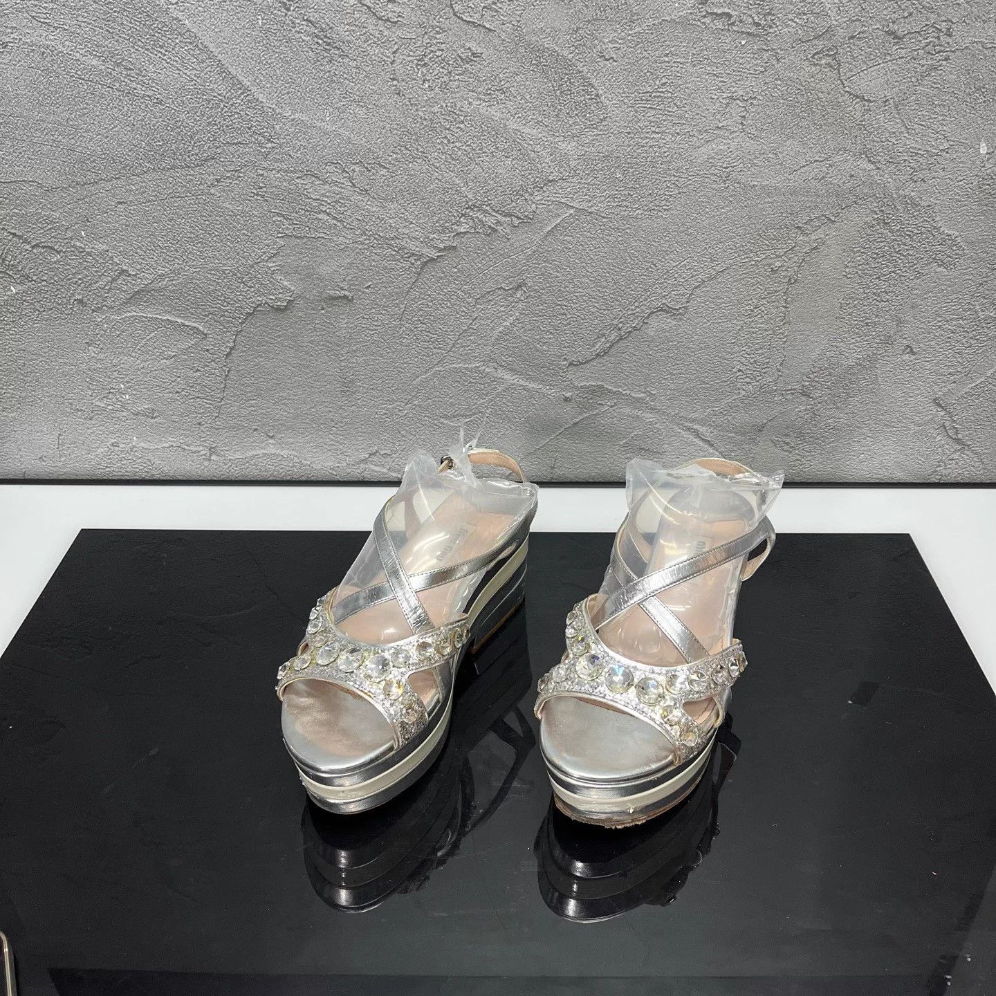 Miu Miu MIU MIU Rhinestone Heeled Sandals 36 95 New Size US 5 / IT 35 - 1 Thumbnail