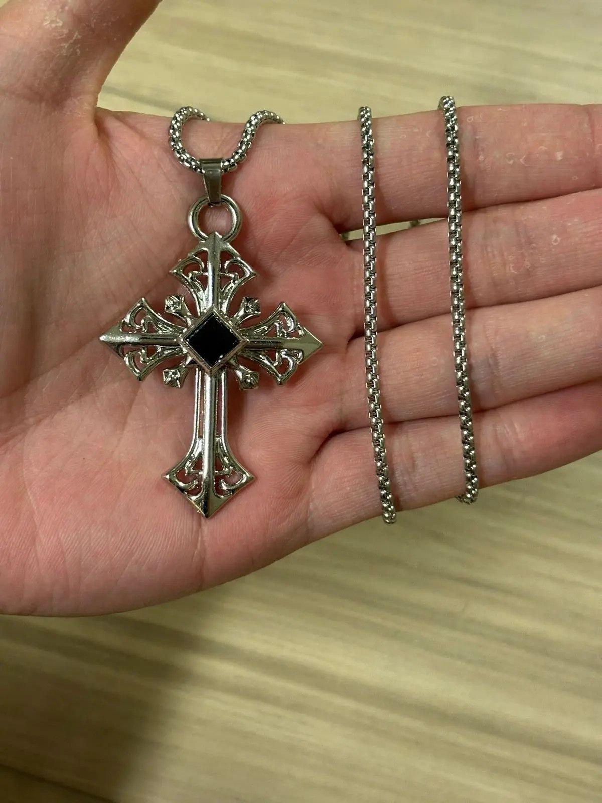 Japanese Brand × Vintage Black Ore Cross Necklace Size ONE SIZE - 1 Thumbnail