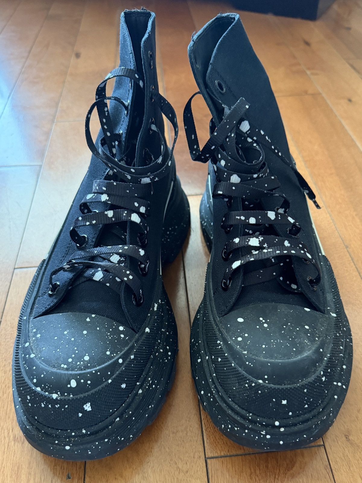 Alexander McQueen Tread Slick Boot in Black White Paint Splatter Size US 9 / EU 42 - 3 Thumbnail