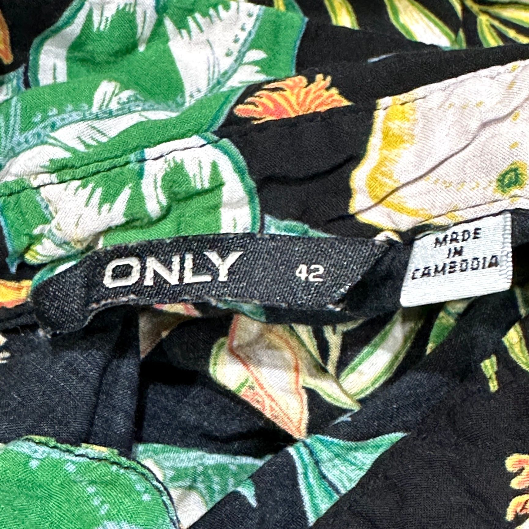 Vintage Only Blouse EU 42 US M Boxy Tropical Green Tie Front Shirt Resort Vacation Size M / US 6-8 / IT 42-44 - 3 Thumbnail