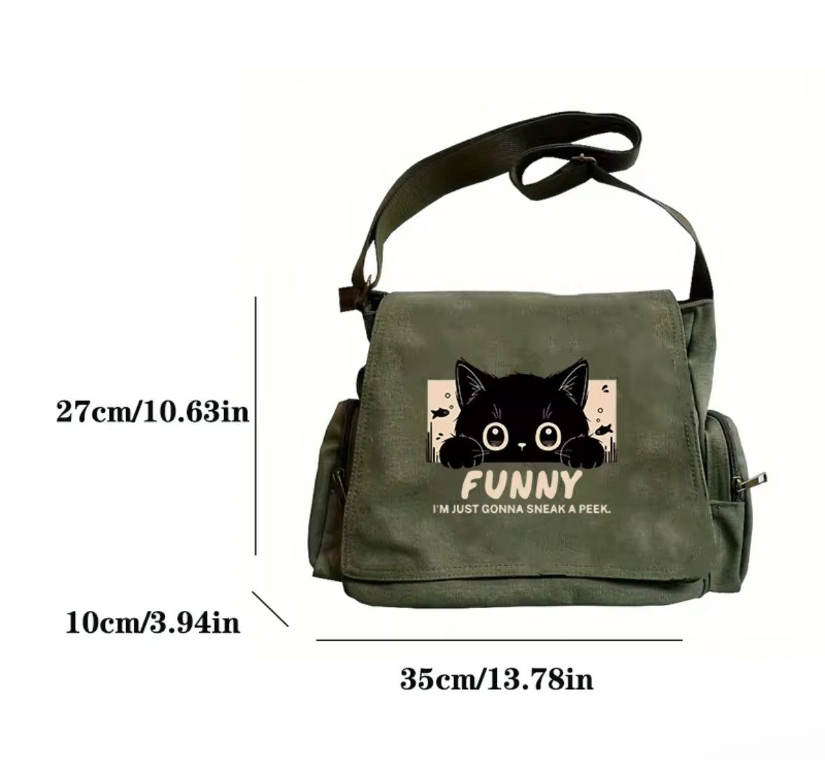 Other Vintage Green Canvas Messenger Bag Tote Shoulder Handbag Size ONE SIZE - 6 Thumbnail