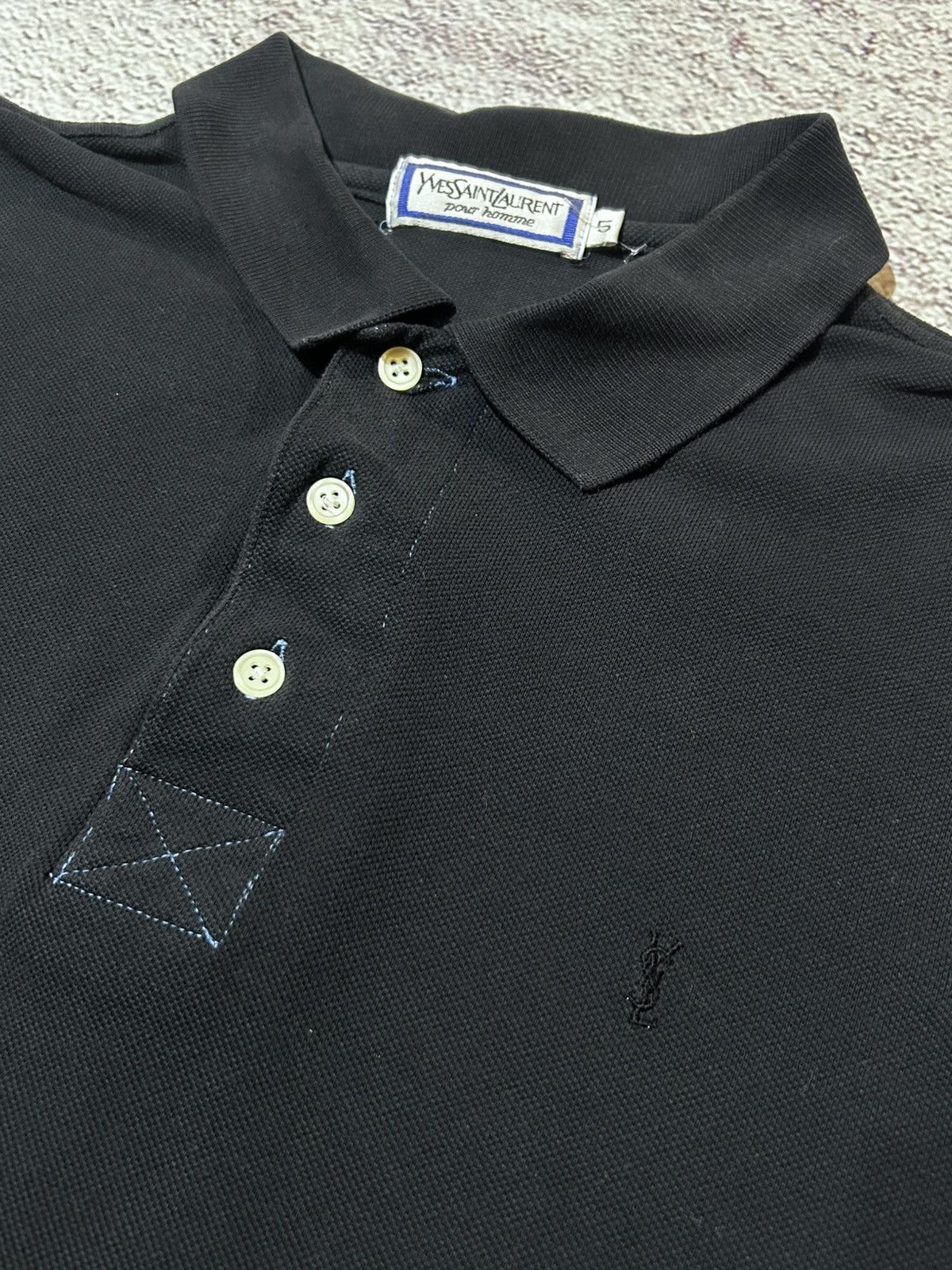Yves Saint Laurent Yves Saint Laurent Pour Homme Polo Shirt Black Oldmoney Size US XL / EU 56 / 4 - 4 Thumbnail