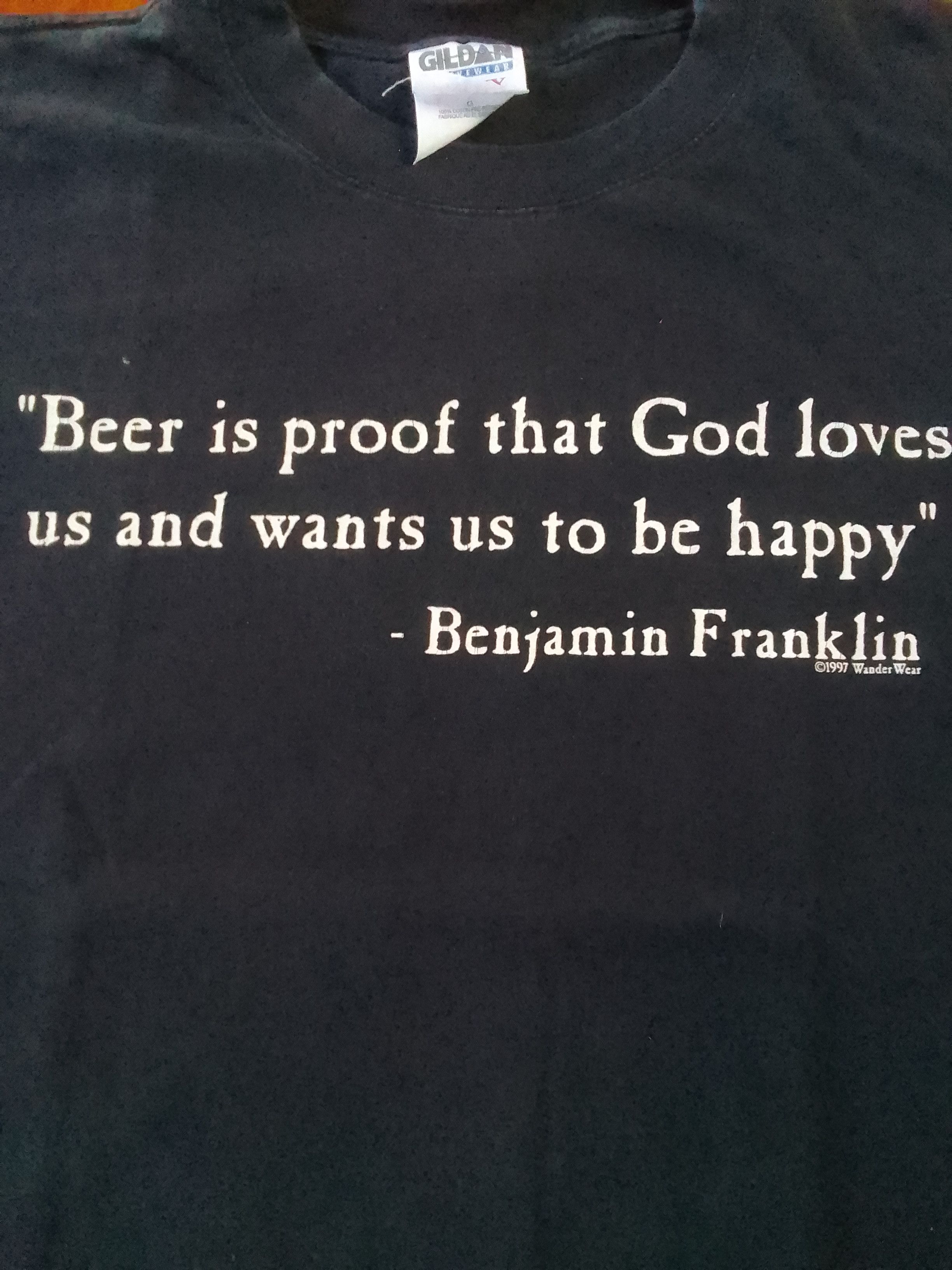 Gildan × Vintage Vintage Benjamin Franklin Quote Tshirt Size US L / EU 52-54 / 3 - 3 Thumbnail