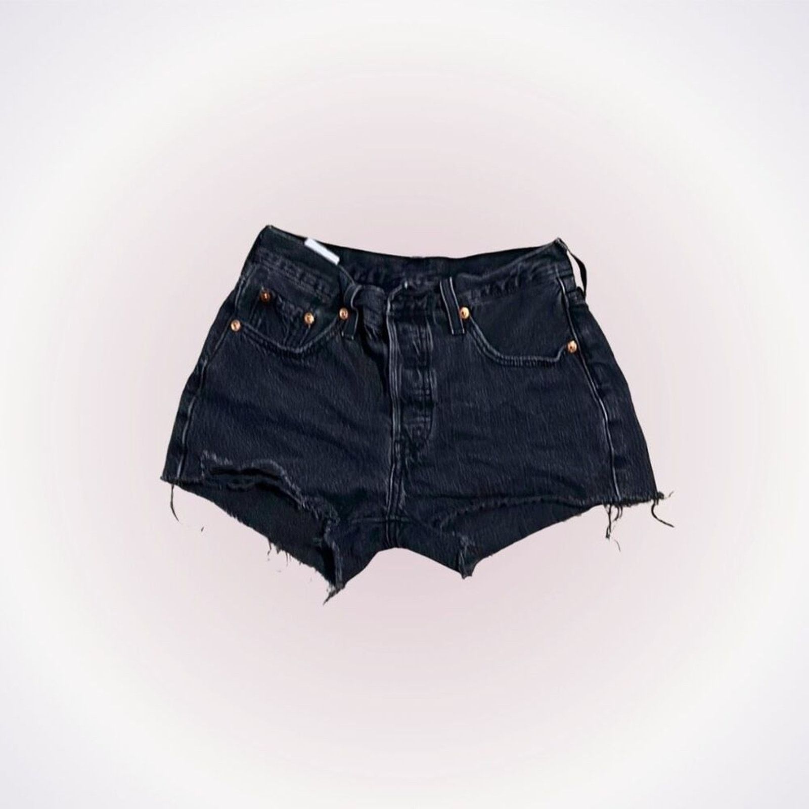 Levi's Levi’s mini black denim button front cut off shorts | Sz 25 Size 25" / US 0 / IT 36 - 1 Thumbnail