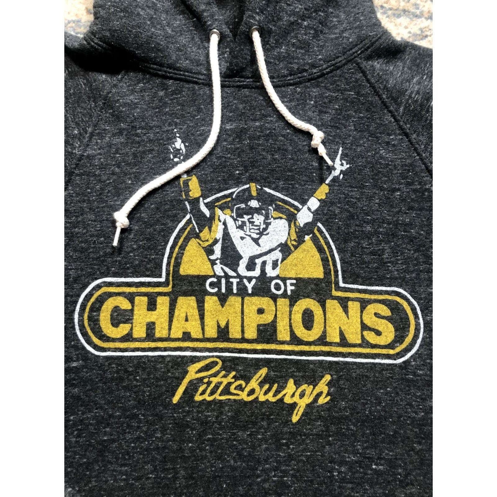 Champion Homage Pittsburgh Hoodie Mens Medium Pullover Gray Graphic Print City of Champions Football USA Size US M / EU 48-50 / 2 - 7 Thumbnail