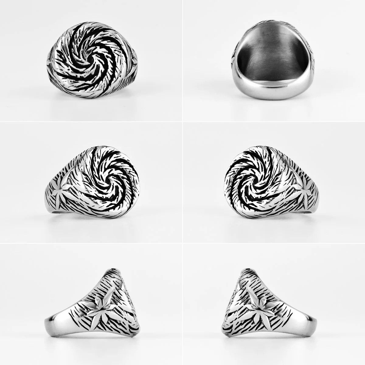 Jewelry Hole Swirl Flower Ring Streetwear Jewelry Fashion Gift Size ONE SIZE - 4 Thumbnail
