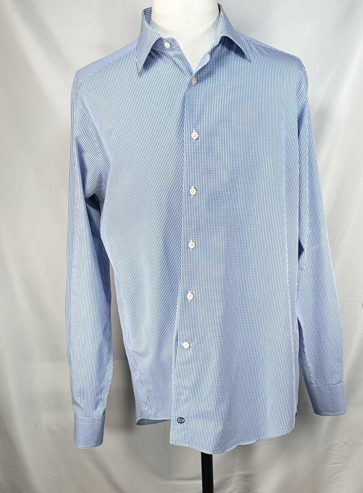 David Donahue David Donahue Trim Tall 100% Cotton Button Up Blue Mens XL Size US XL / EU 56 / 4 - 1 Thumbnail