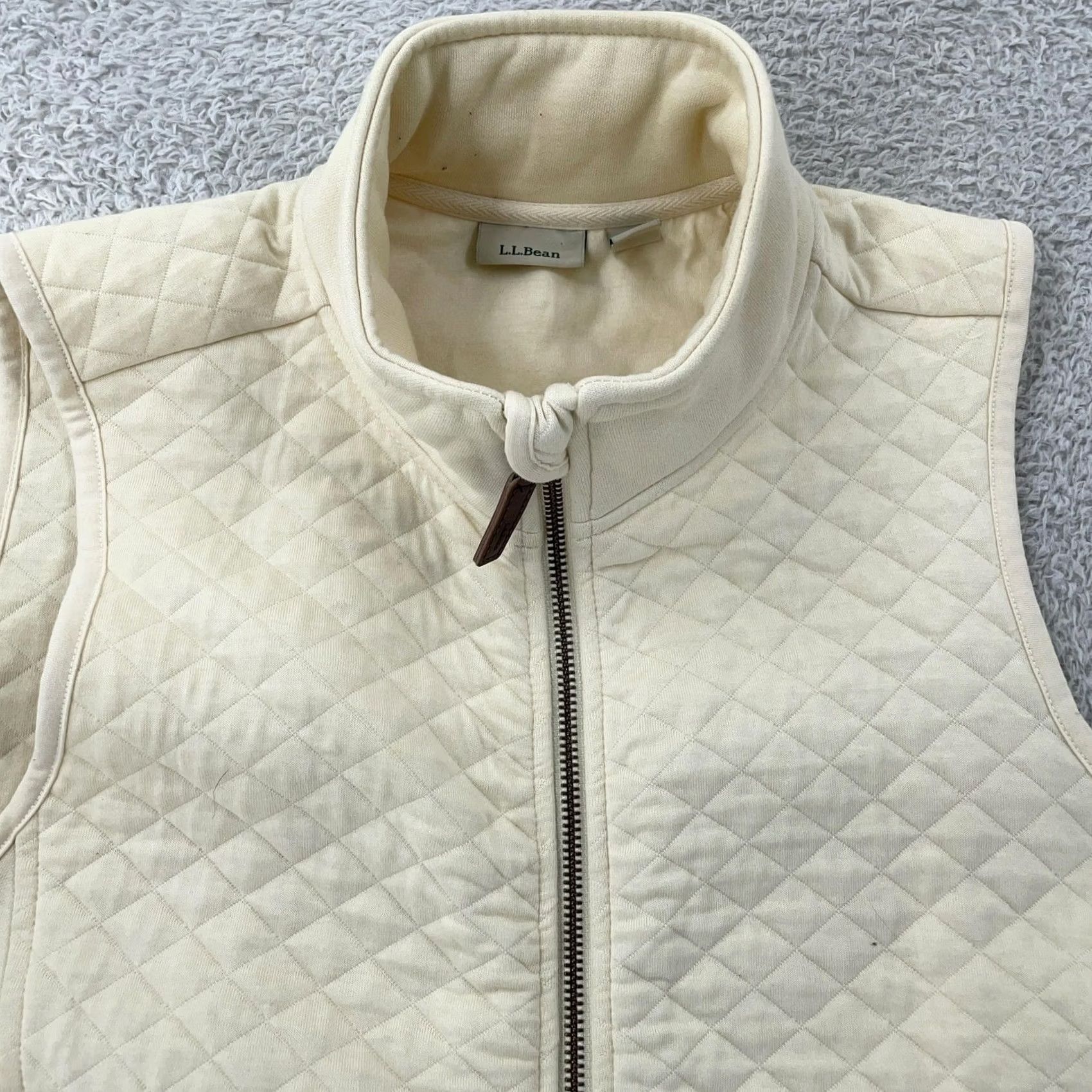 Vintage L.L. Bean Quilted Vest Womens M Ivory Warm Soft Fleece Lined Zip Up Vintage No Size M / US 6-8 / IT 42-44 - 2 Thumbnail