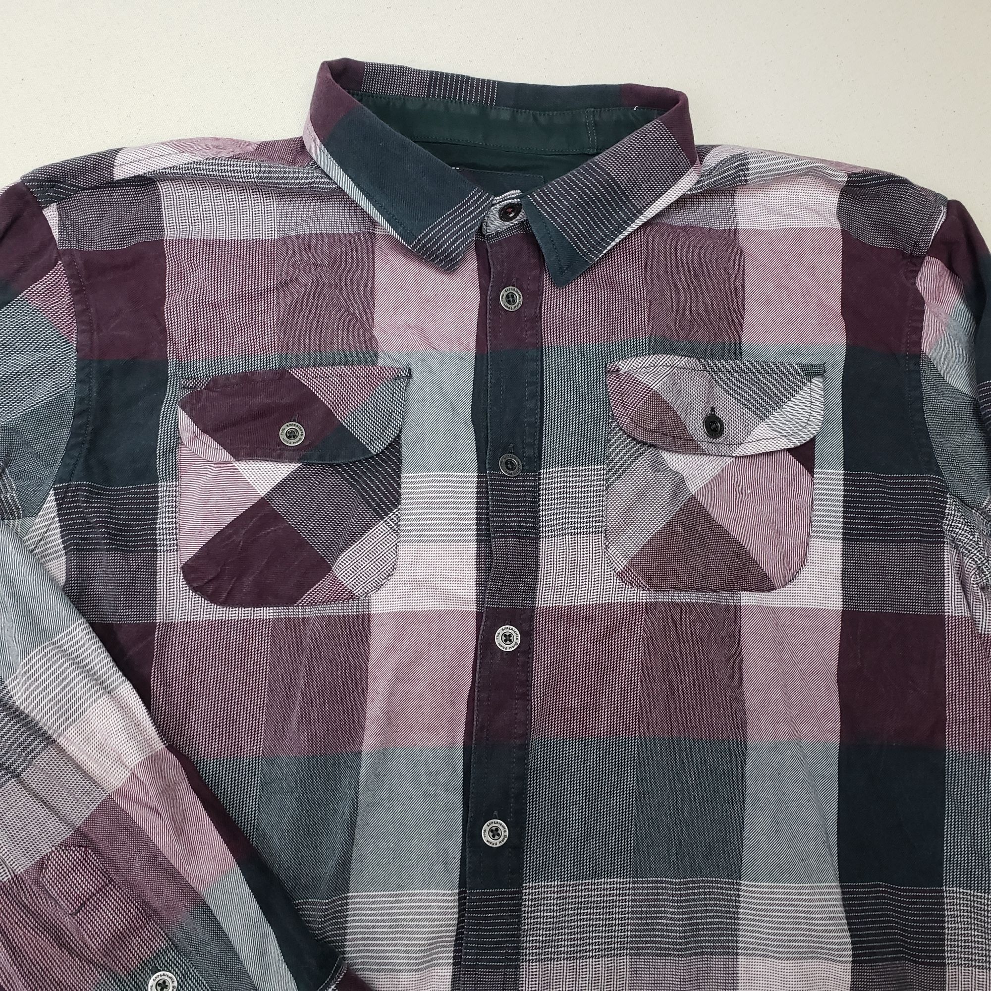 Prana prAna Mens Long Sleeve Button Up Purple/Black/White Shirt XL Size US XL / EU 56 / 4 - 2 Thumbnail