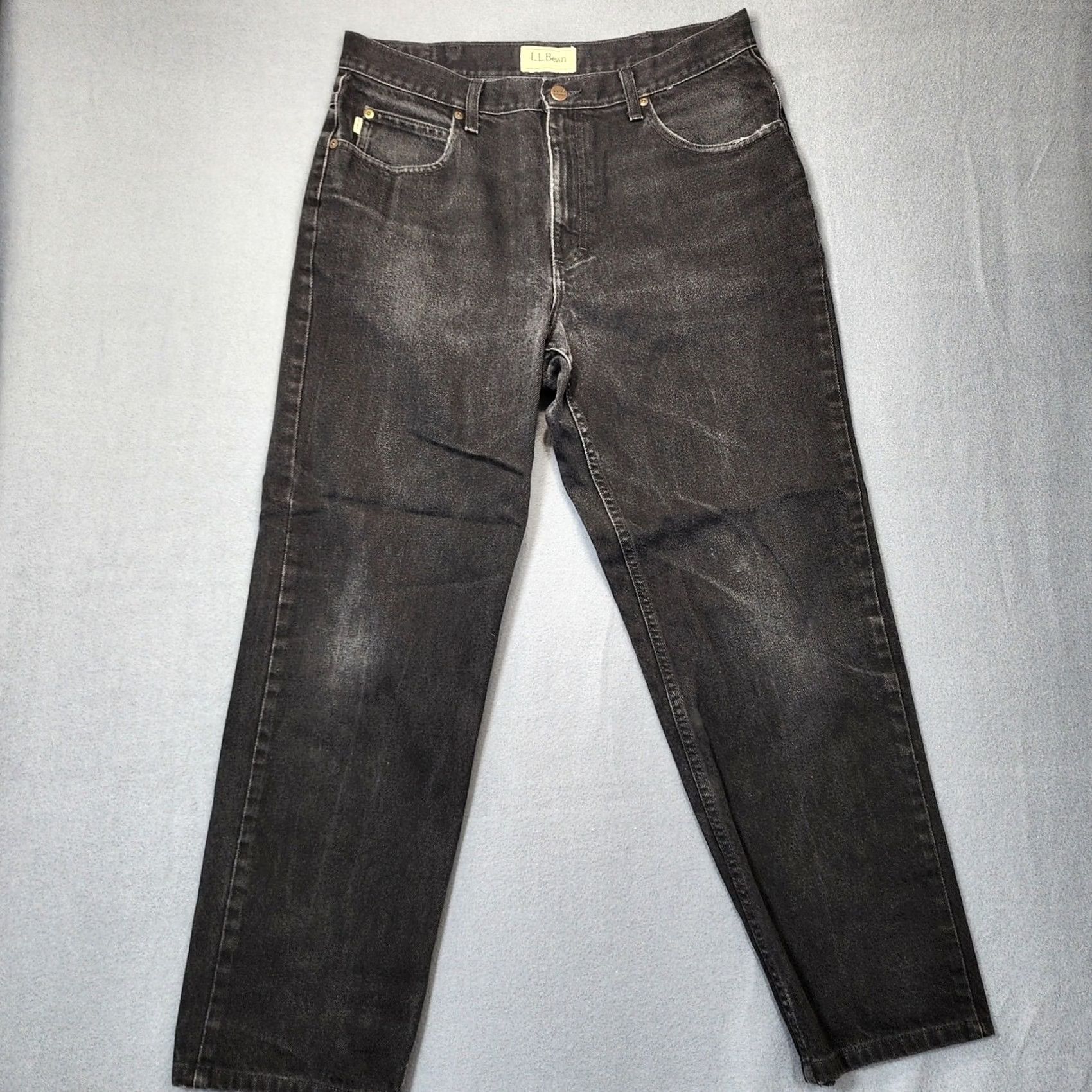 Vintage LL Bean Jeans 32x28 Black Classic Straight Mens Regular Cotton Zip Inseam 28s 32x28 Chores Workwear Outdoor Casual Size US 32 / EU 48 - 2 Thumbnail