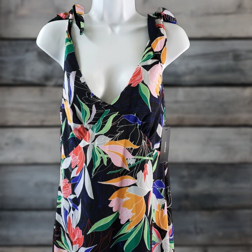 Lulus Lulus Beloved Becky Maxi Dress Tropical Floral V-Neck Sleeveless Sz S Black Pink Womens Size S / US 4 / IT 40 - 1 Thumbnail