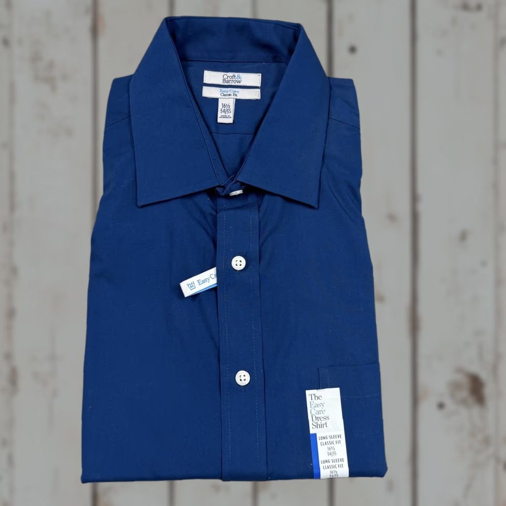 Croft & Barrow Croft & Barrow Shirt Mens 16.5 34/35 Blue Easy Care Classic Fit Long Sleeve Dress Shirt Wrinkle Resistant Size US XL / EU 56 / 4 - 1 Thumbnail