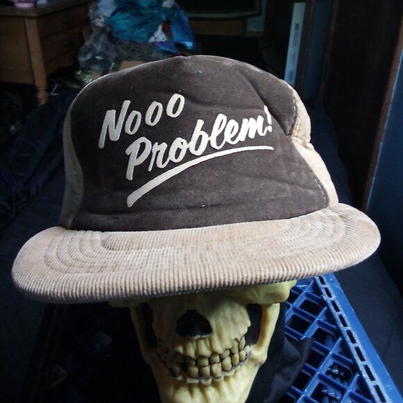 Other DS Vintage Nooo Problem! Corduroy Trucker Snap Hat Cap Size ONE SIZE - 1 Thumbnail
