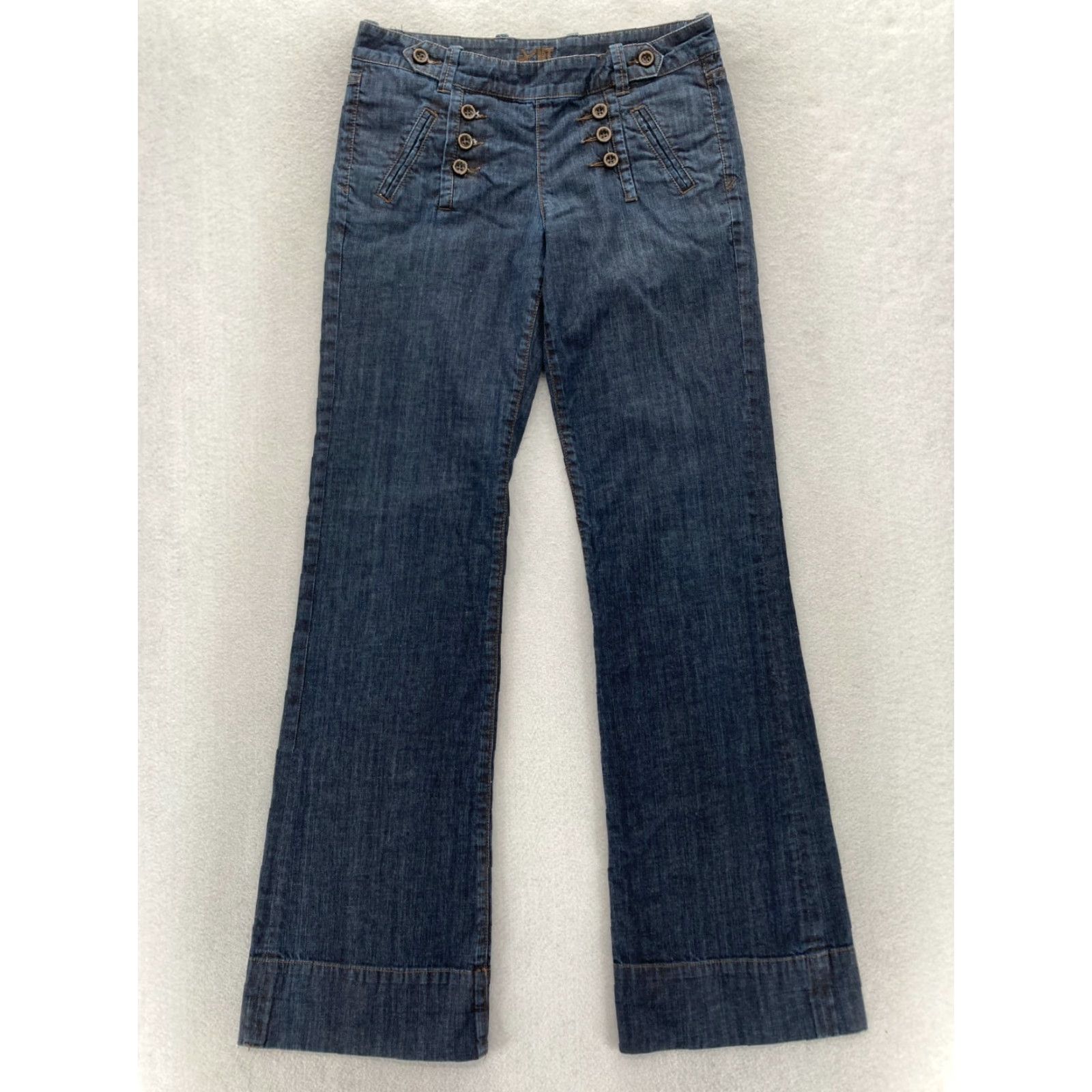Vintage KUT from the Kloth Flared Trouser Pants Women's 28 Dark Blue Chambray Denim Size 28" / US 6 / IT 42 - 2 Thumbnail