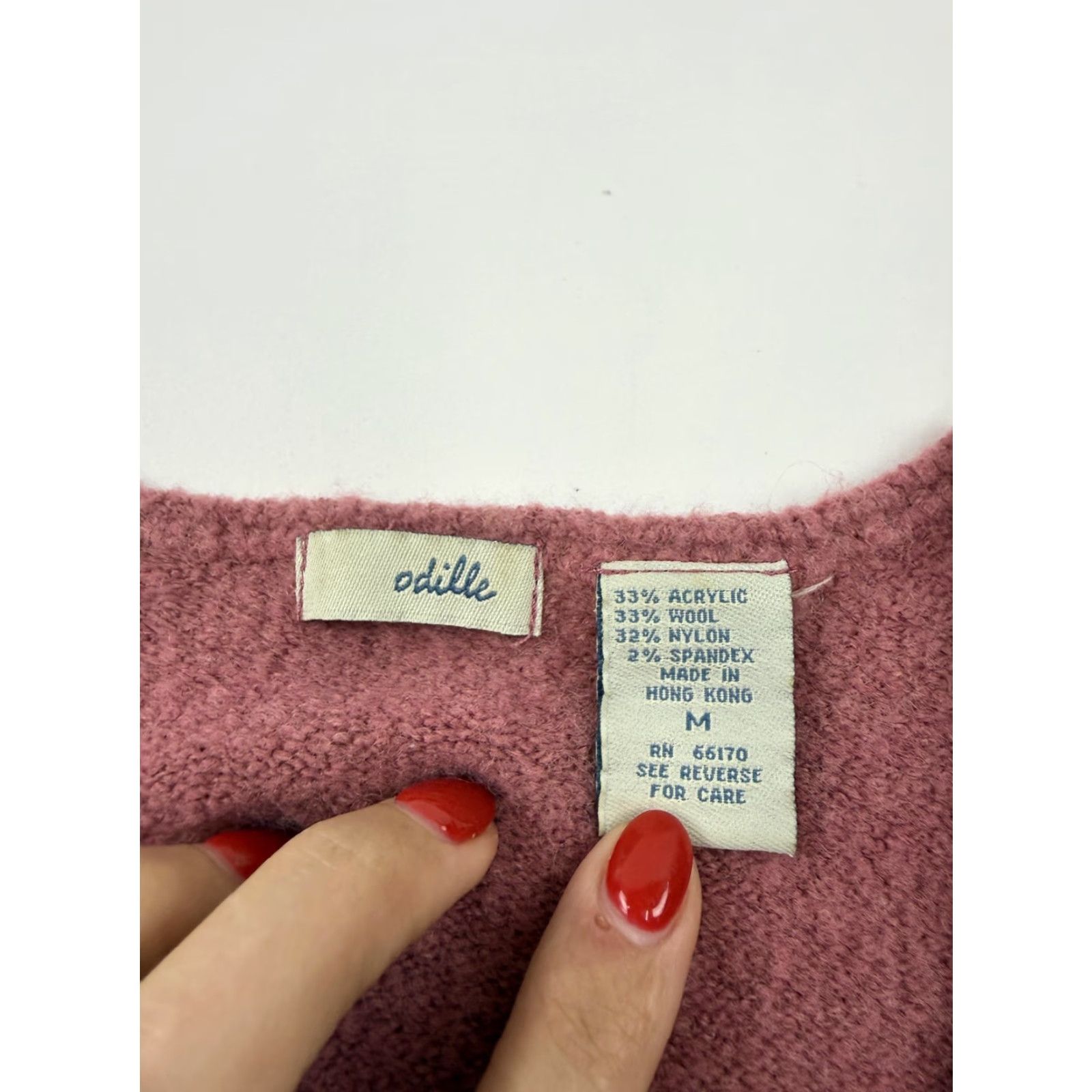 Pinko Odille Sweater Womens Medium Pink V Neck 3/4 Sleeve Floral Applique Pullover Size M / US 6-8 / IT 42-44 - 2 Thumbnail