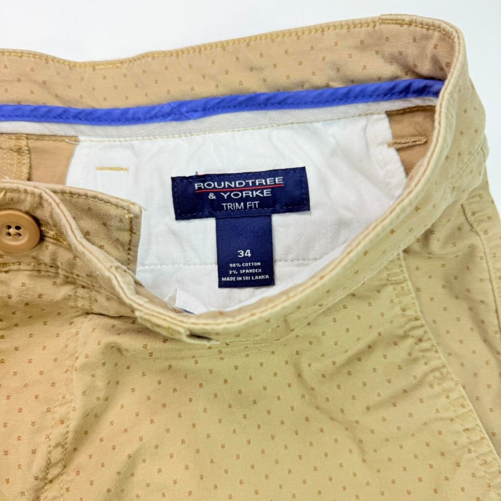 Roundtree & Yorke Tan Patterned Roundtree Yorke Trim Fit Chino Golf Shorts 34 Size US 34 / EU 50 - 6 Thumbnail