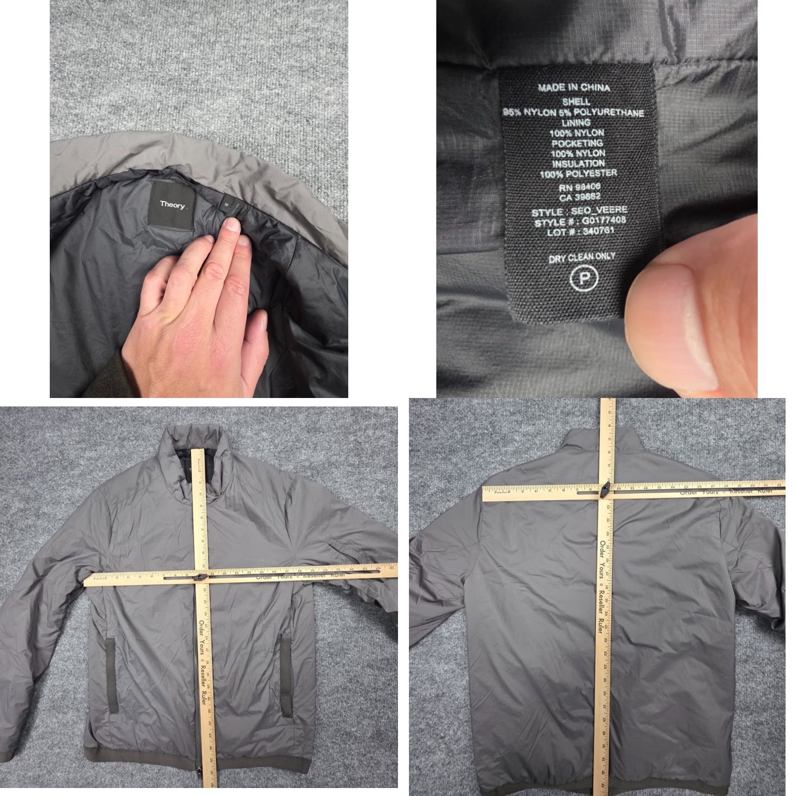 Theory Theory Bomber Jacket Men M Gray Full Zip Nylon Lightweight Lined Marks Size M / US 6-8 / IT 42-44 - 8 Thumbnail