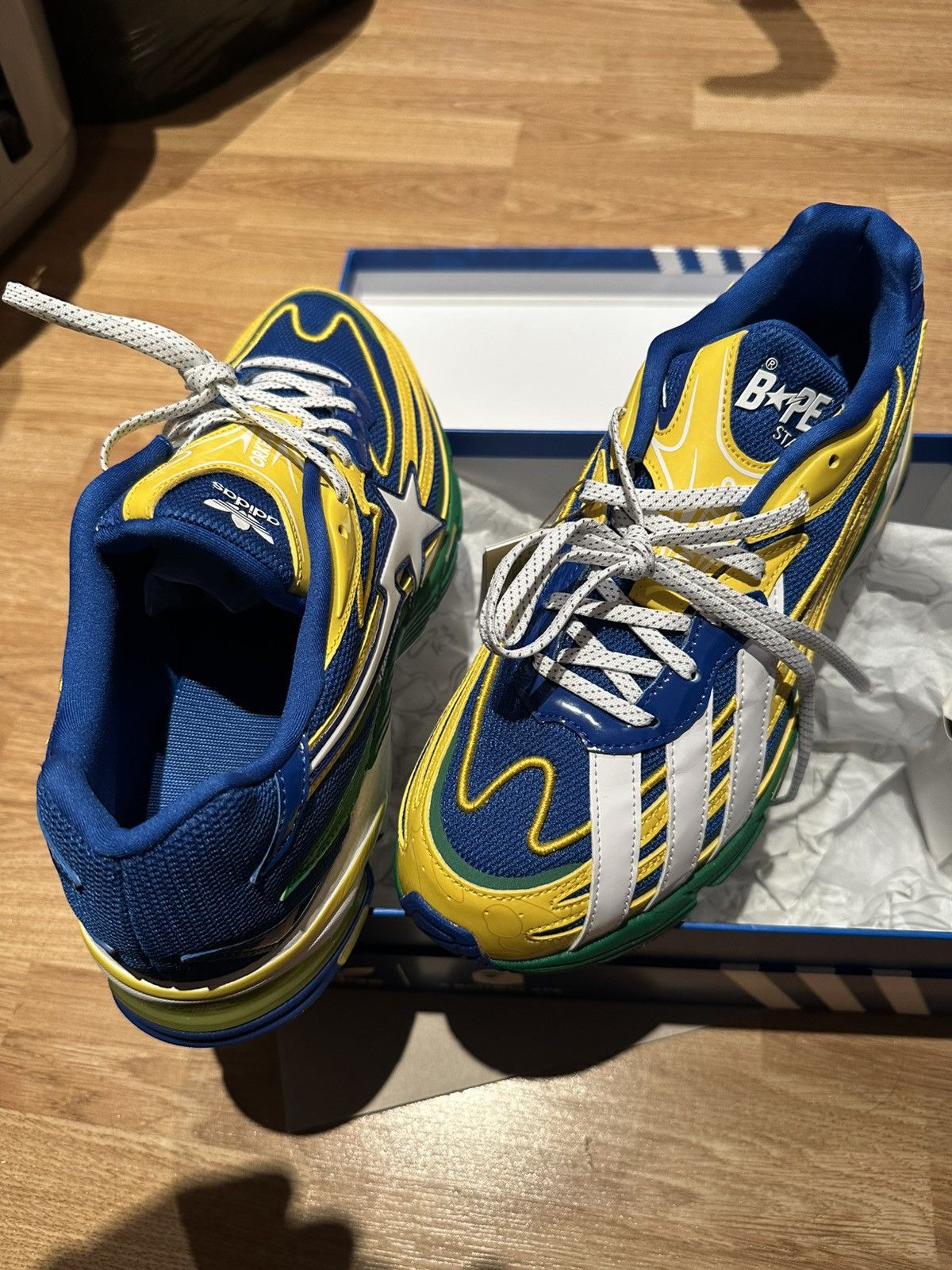 Adidas × Bape Adidas Orketro x BAPE Yellow Blue Green Size 9.5 JQ2398 Size US 10 / EU 43 - 3 Thumbnail