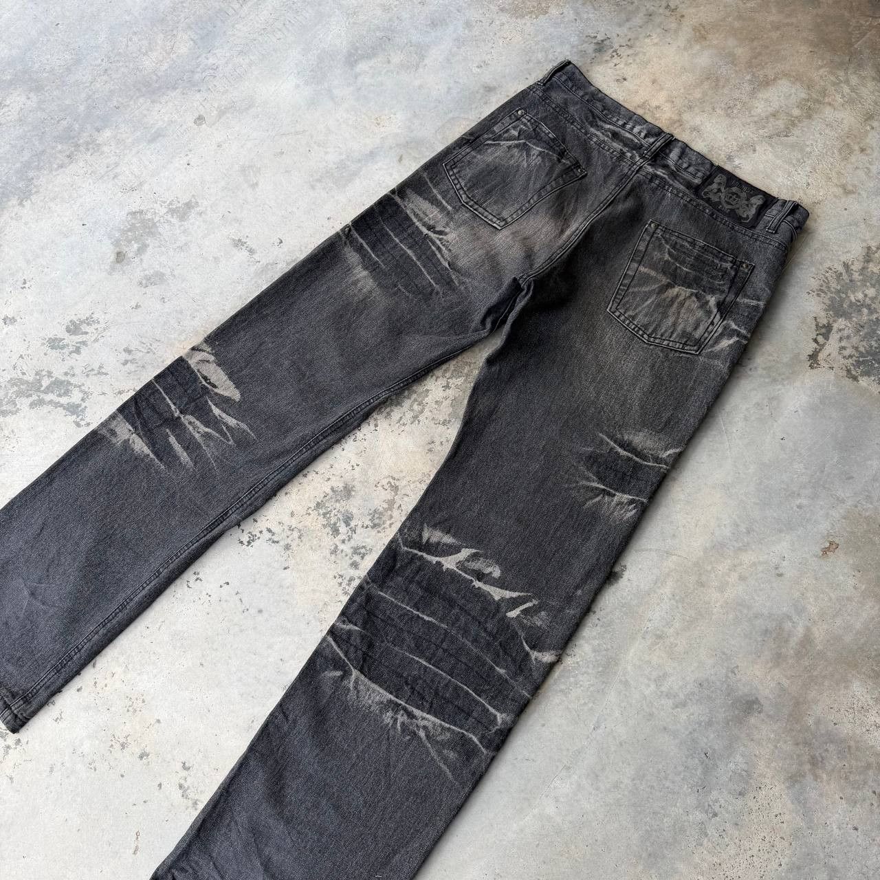 LOWBOX Archival LOWBOX Distressed Mud-Wash Denim Faded Black Grunge Size US 32 / EU 48 - 14 Thumbnail