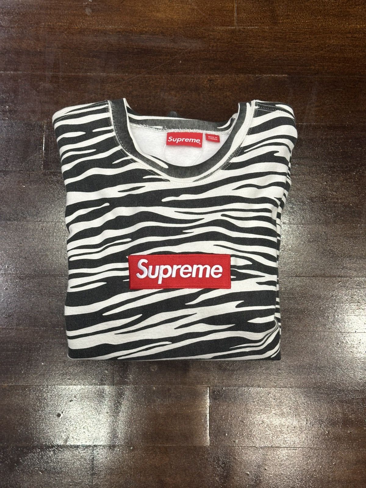 Hype × Streetwear × Supreme Zebra Supreme Box Logo Crewneck (FW22) | Grailed